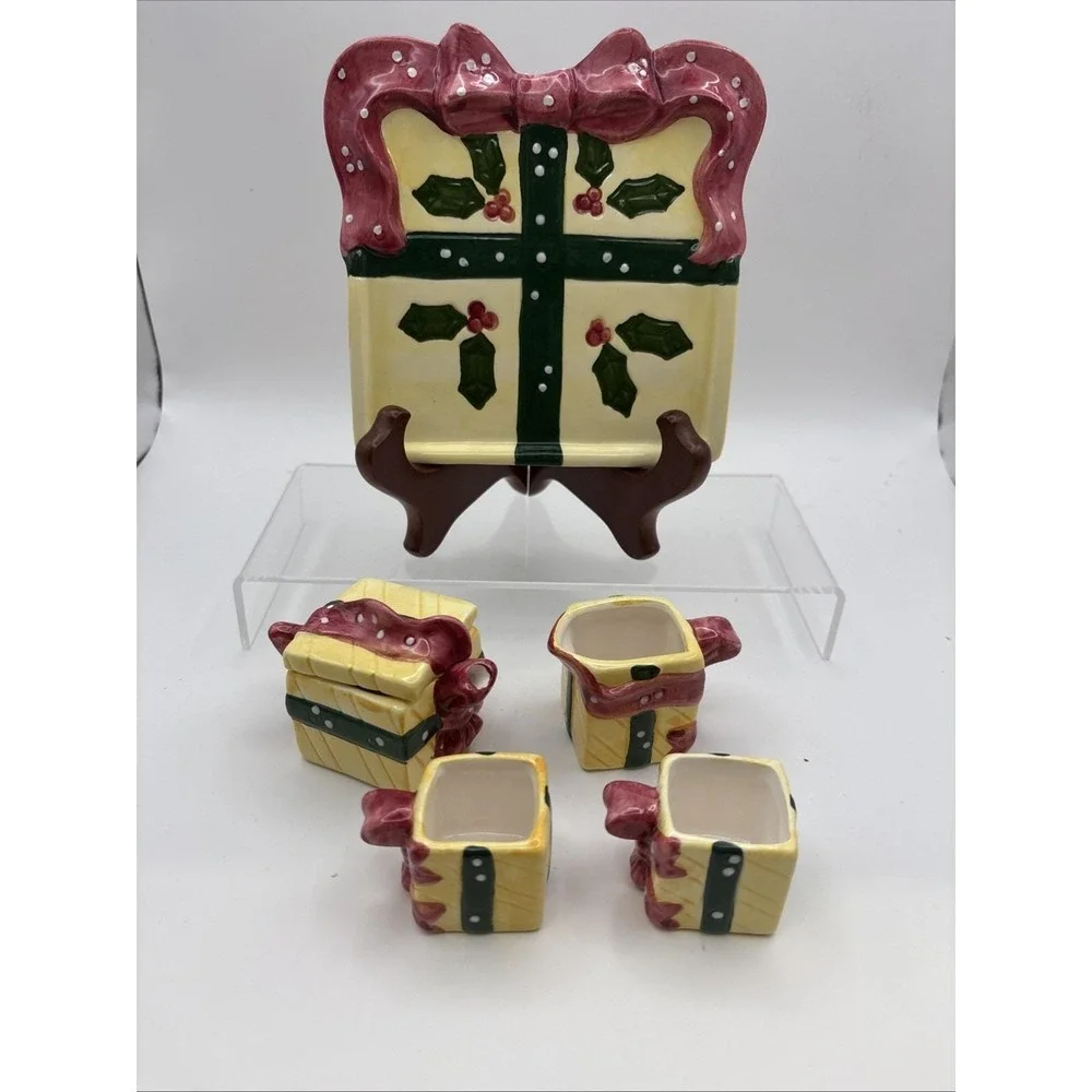 Vtg~Dolgencorp Christmas Holiday Style Tea‎ Set~6 pcs